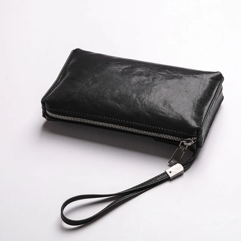 

AETOO Men's leather handbags, soft leather long wallets, vegetable tanned leather clutches