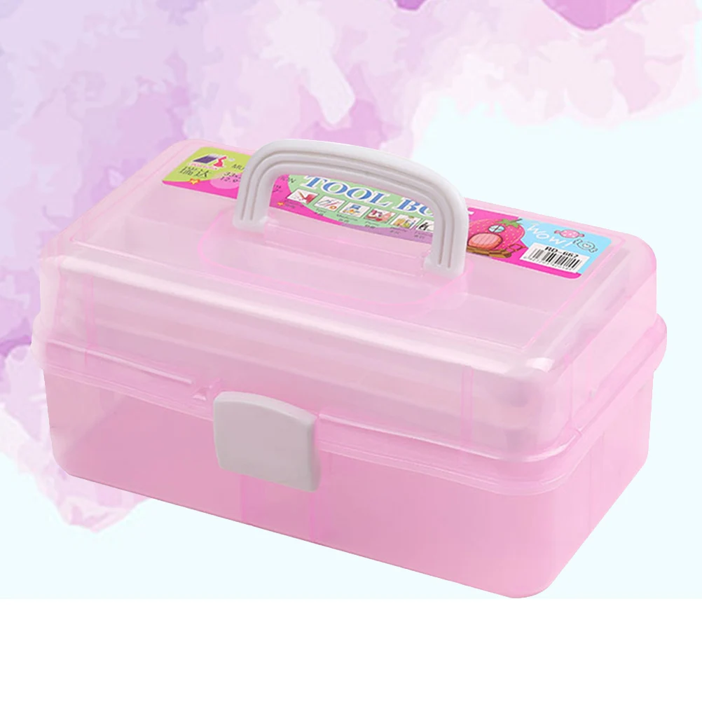 

Portable 3-Layer Craft Storage Container Box Thick Pp Plastic Painting Box For Art Supplies Fishing Tackle Sewing Notions