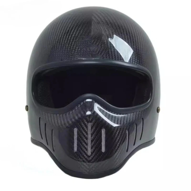 

DOT Certified Japanese-style Retro Motorcycle Helmet Carbon Fiber/Fiberglass Material Cruising Devil Knight Heavy Motocross