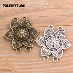 PULCHRITUDE 6pcs 33*35mm New Product Two Color Zinc Alloy Retro Flower Porous Connectors Jewelry Making DIY Handmade Craft