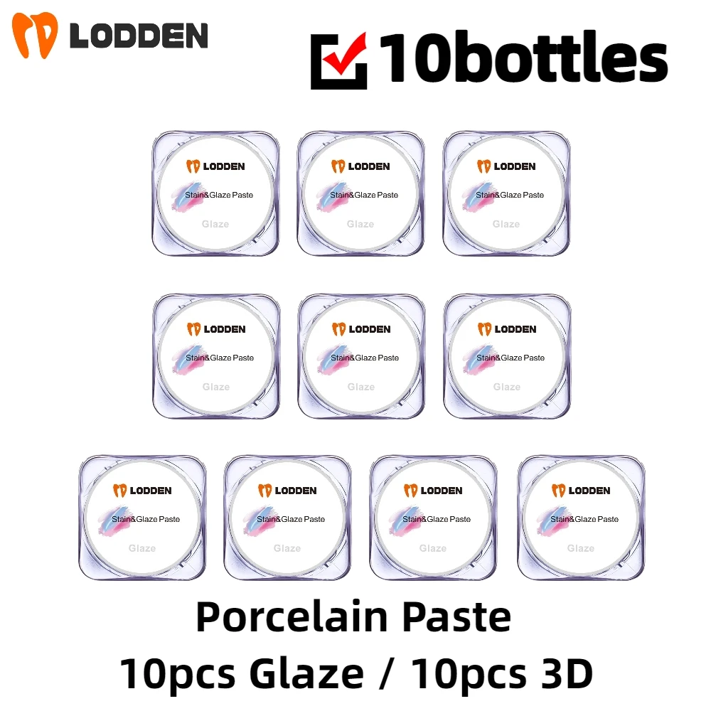 10 Bottles Glazing & Staining Paste Glaze/3D Dental Restoration Paste for all Ceramics Dental Lab Materials 4g/bottle