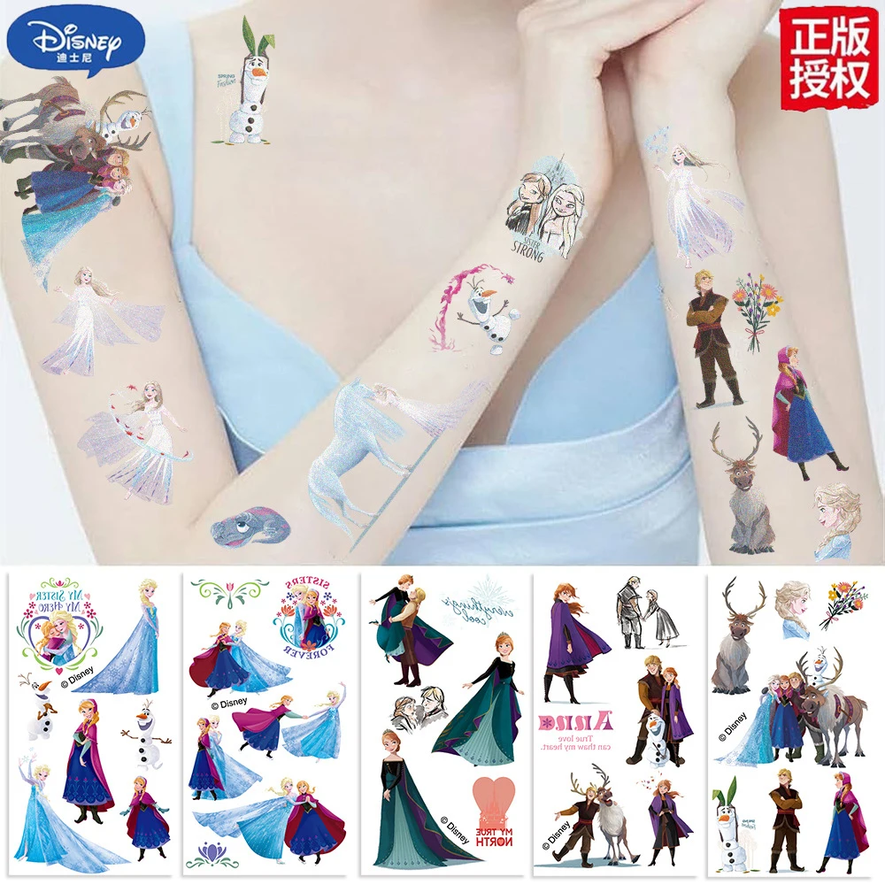 

10pcs Cute Disney Frozen Princess Elsa Tattoo Stickers Funny Cartoon Temporary Tattoos Decals for Kids Birthday Party Supplies