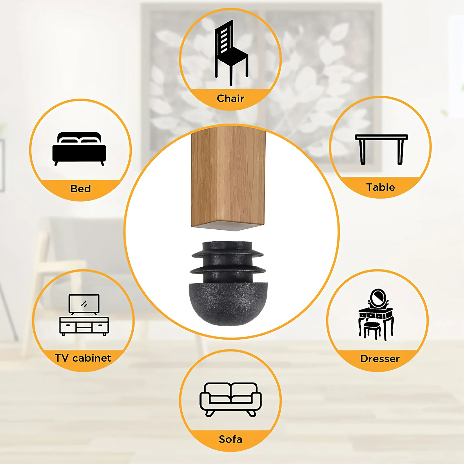 

100pcs Round Tube End Caps Plastic Chair Glides Floor Protectors Smooth Moving Noise Reduction Chair Leg Inserts Furniture Leg