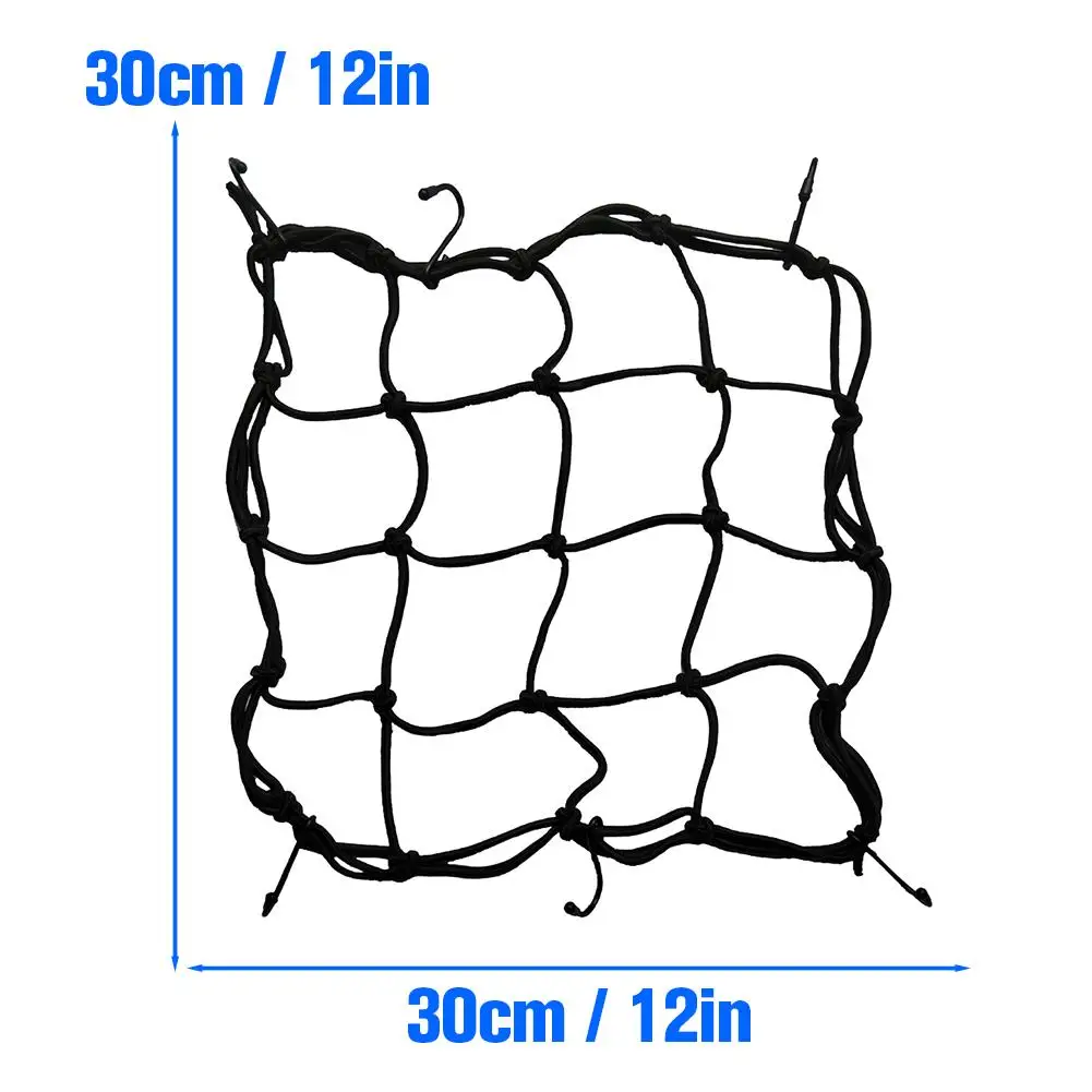 Motorcycle Cargo Net 30x30cm Motorbike Bicycle Elastic Net for Helmet Storage Bungee Fuel Tank Luggage Net with Hooks view 6