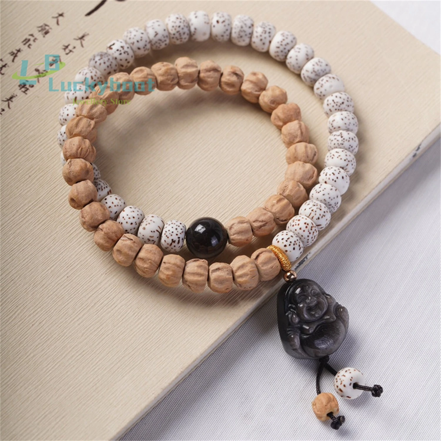 Starry Moon Bodhi Paired with Hundred Fragrant Seeds Original Bracelet Wrapped Finger Soft Buddha Beads for Men and Women