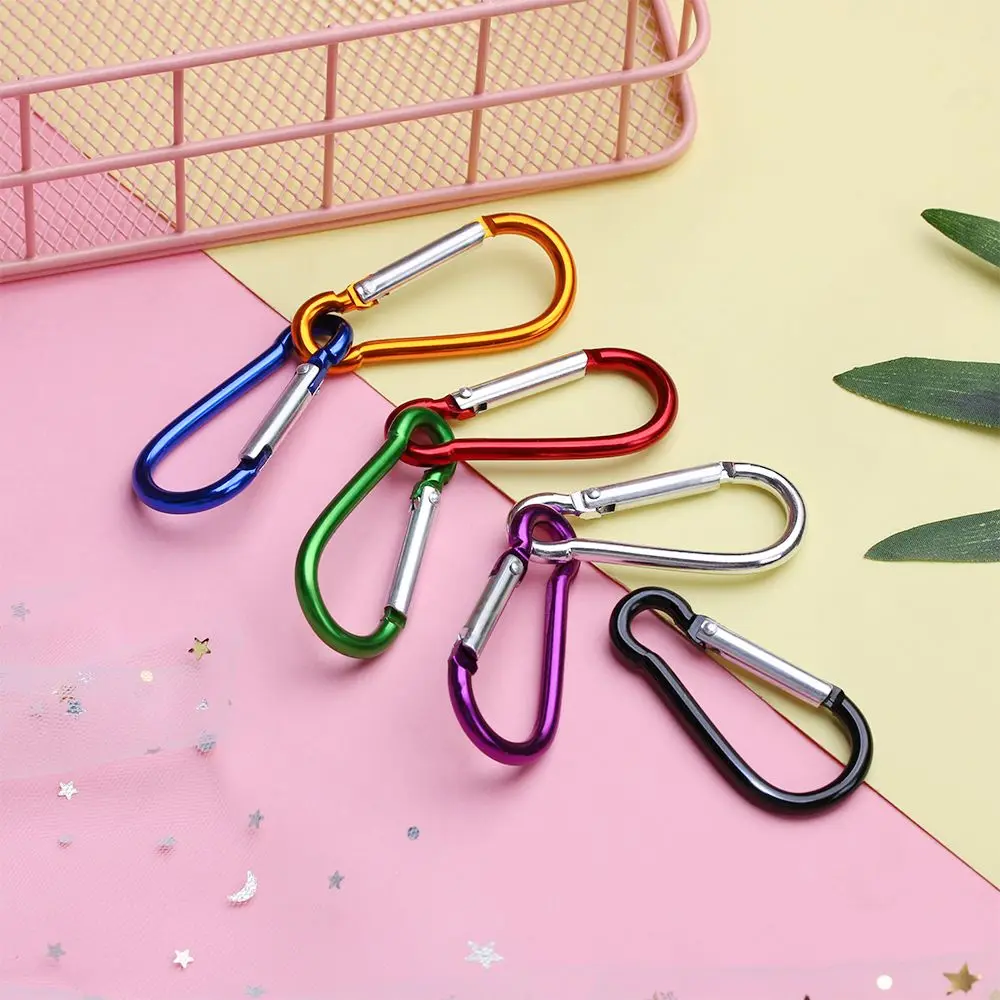 2/5pcs 7 colors Aluminum Alloy Outdoor Tool Hooks Keychain Buckles Carabiner Spring Quickdraws Clip