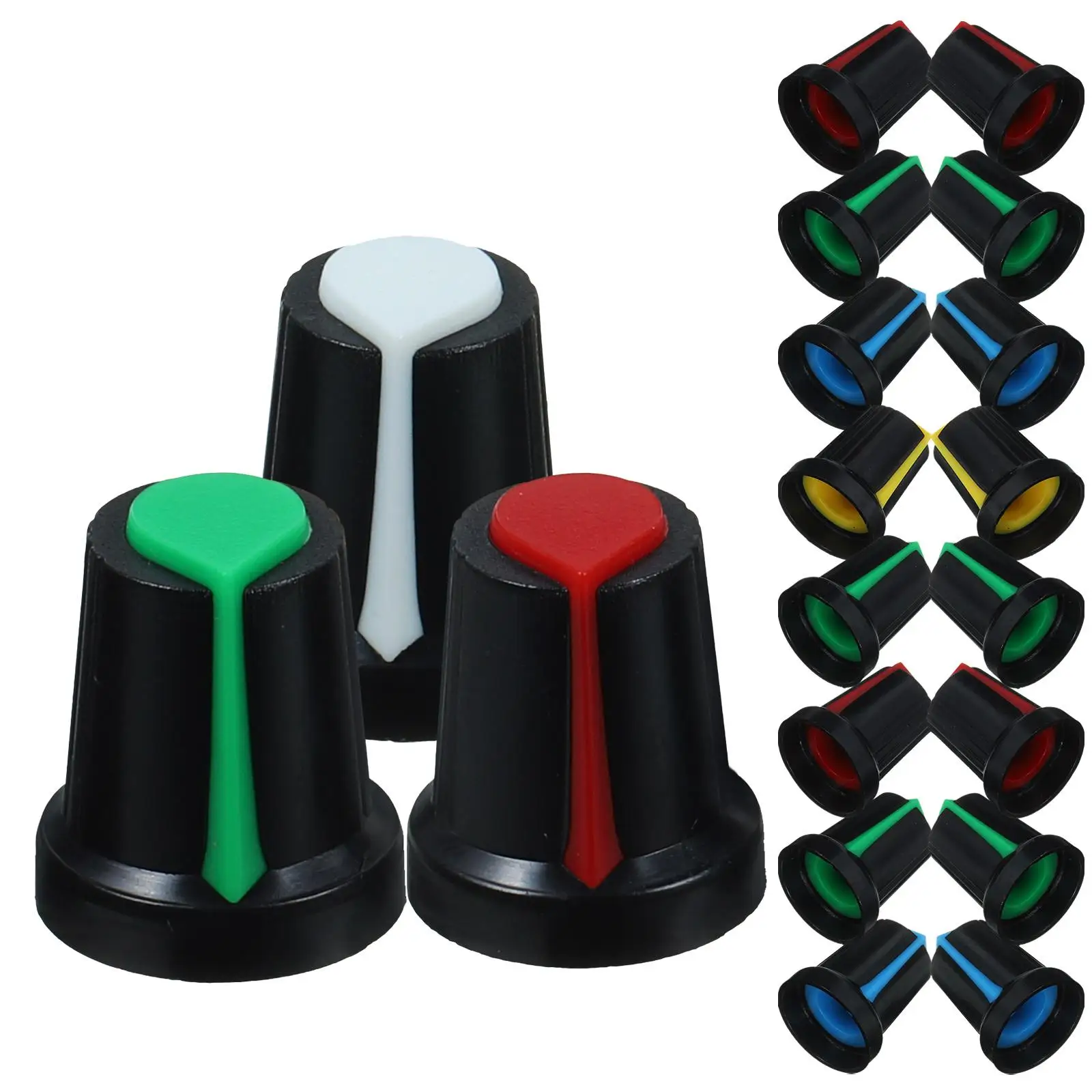 

50 Pcs Knob Caps Guitar Parts Volume Control Bass Amplifier 6mm Shaft Multi Color Guitar Potentiometer Caps Plastic