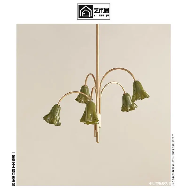 French retro all copper VERA replica primary color glass guest dining room chandelier medieval designer bedroom flower lamp