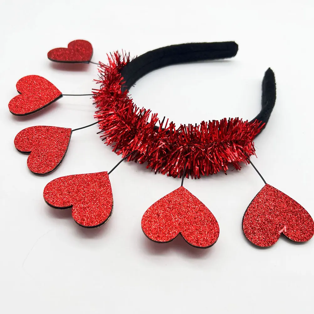 

Heart Headband Valentine Party Hairband Elegant Lightweight Tinsel Headpiece Adults Wedding Photo Booth Accessory