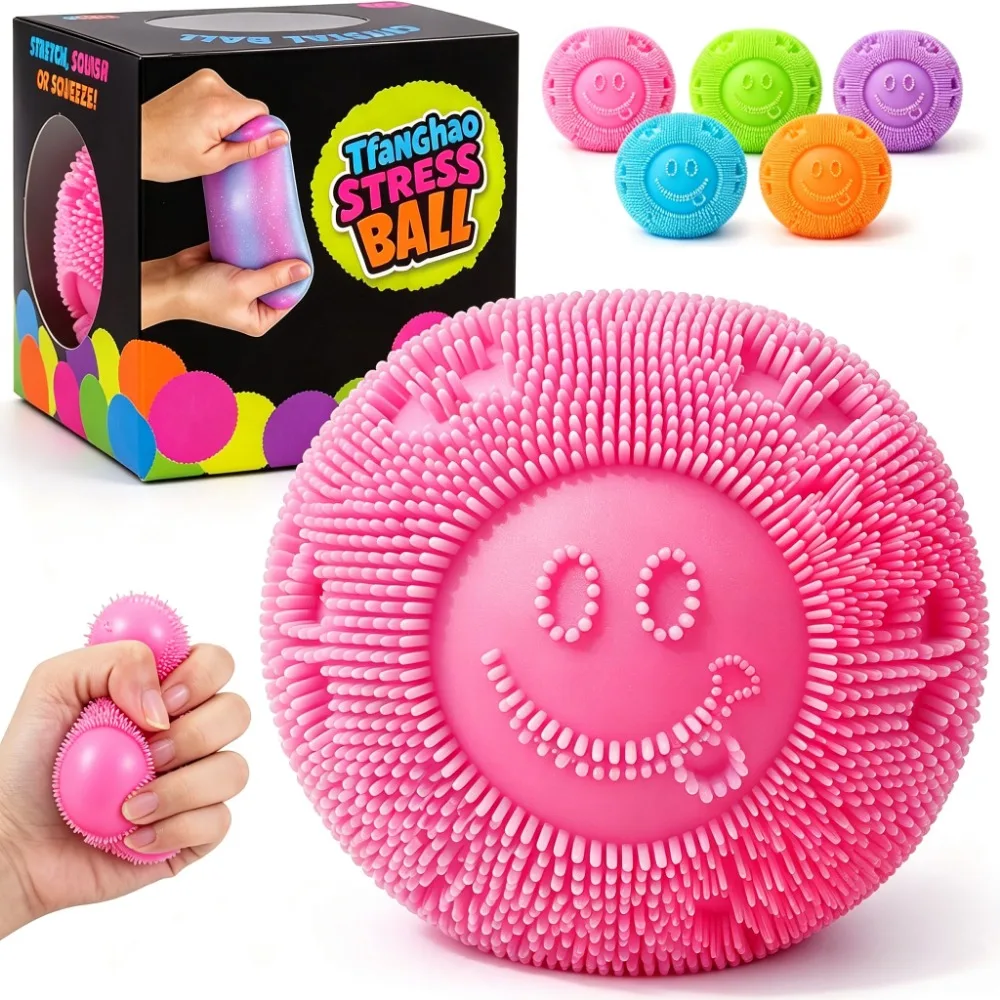 Fuzz Ball Squishy Stress Ball, Soft Tactile Fidget Toy for Anxiety & Stress Relief, Sensory Calming Grip Squishy Ball for Kids Adults, Fun Christmas Gift, Party Favor & Student Prize