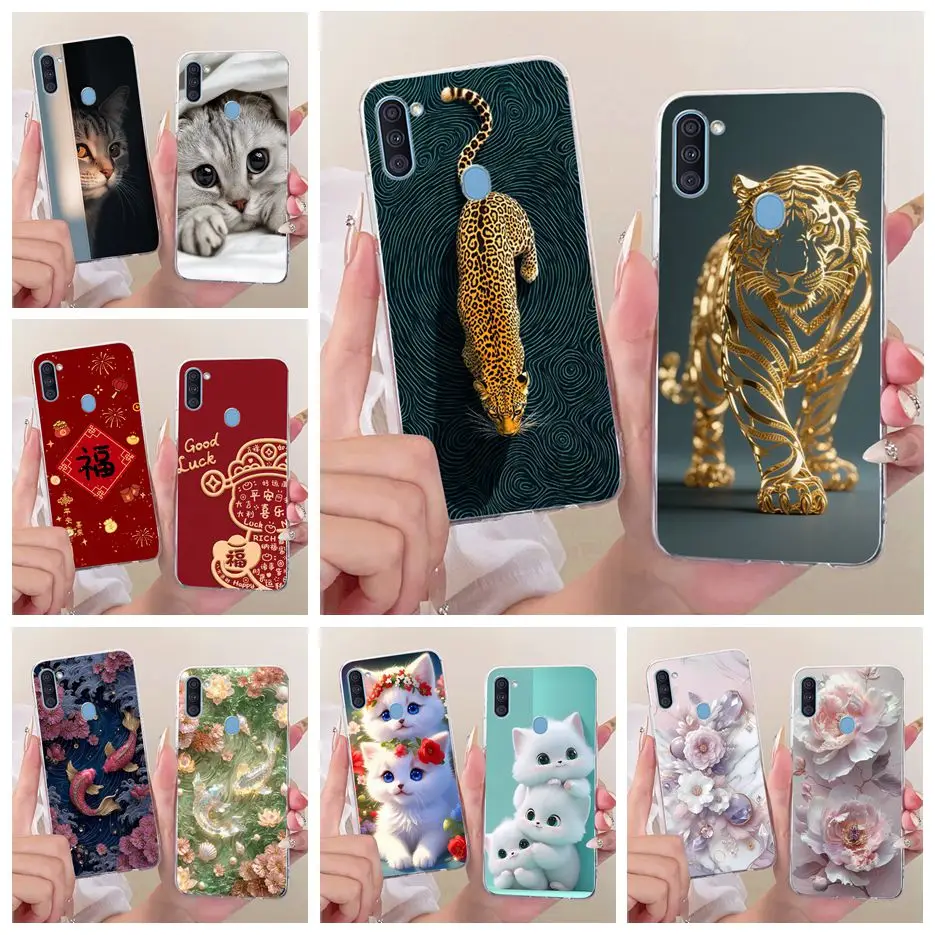 For Samsung Galaxy A11 Case SM-A115F Cool Leopard Tiger Painted Cover Soft Silicone Cases For Samsung A11 M 11 Galaxy M11 Fundas