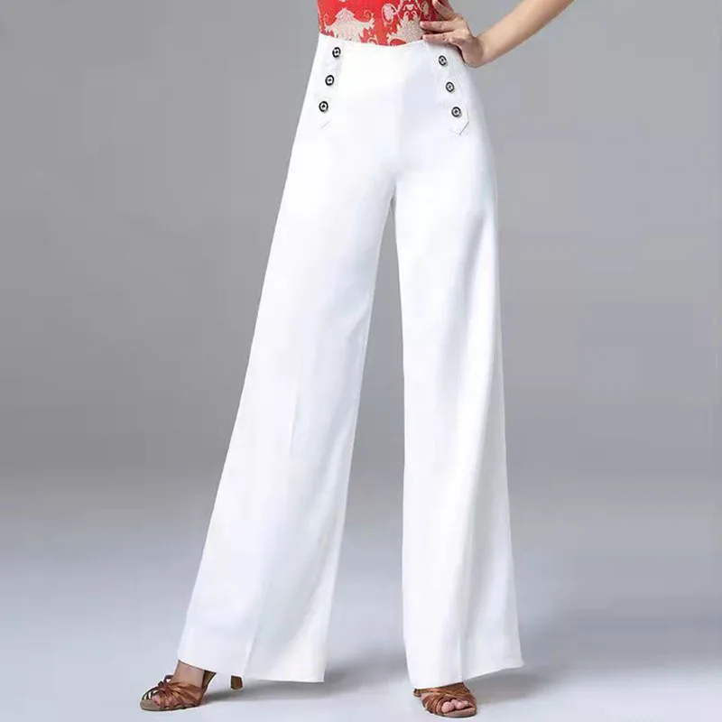 Pantaloni a gamba larga solidi per tutto il fiammifero da ufficio doppio petto a vita alta moda donna elegante primavera autunno pantaloni dritti Casual