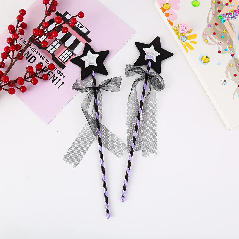 Halloween Magic Wand Black Star Fairy Wand Girl Princess Sequin Costume Role Play Halloween Wedding Party Props Birthday Gift