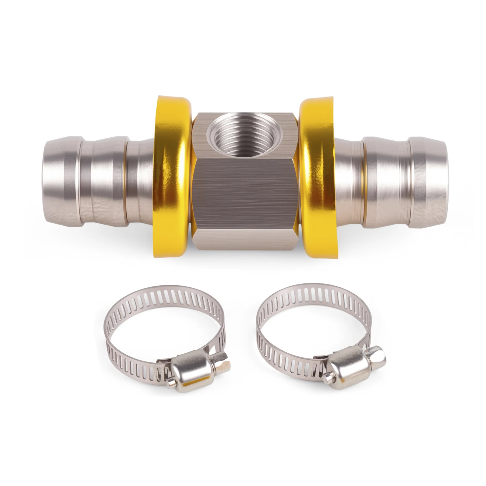 

Т-образный адаптер для шланга топливопровода 1/2NPT или 3/8NPT, подходит для порта 1/8-27 NPT для датчика манометра топлива с хомутами для шланга