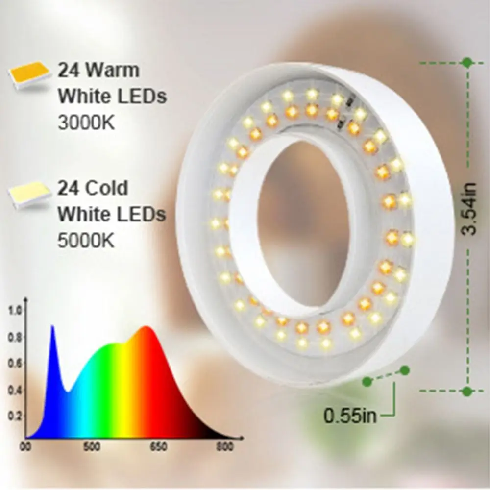 10 livelli di regolazione Lampada da pianta a LED sospesa regolabile 1/2/3/4 Testa sotto l'armadio Lampada da pianta Lampada ad anello autoadesiva
