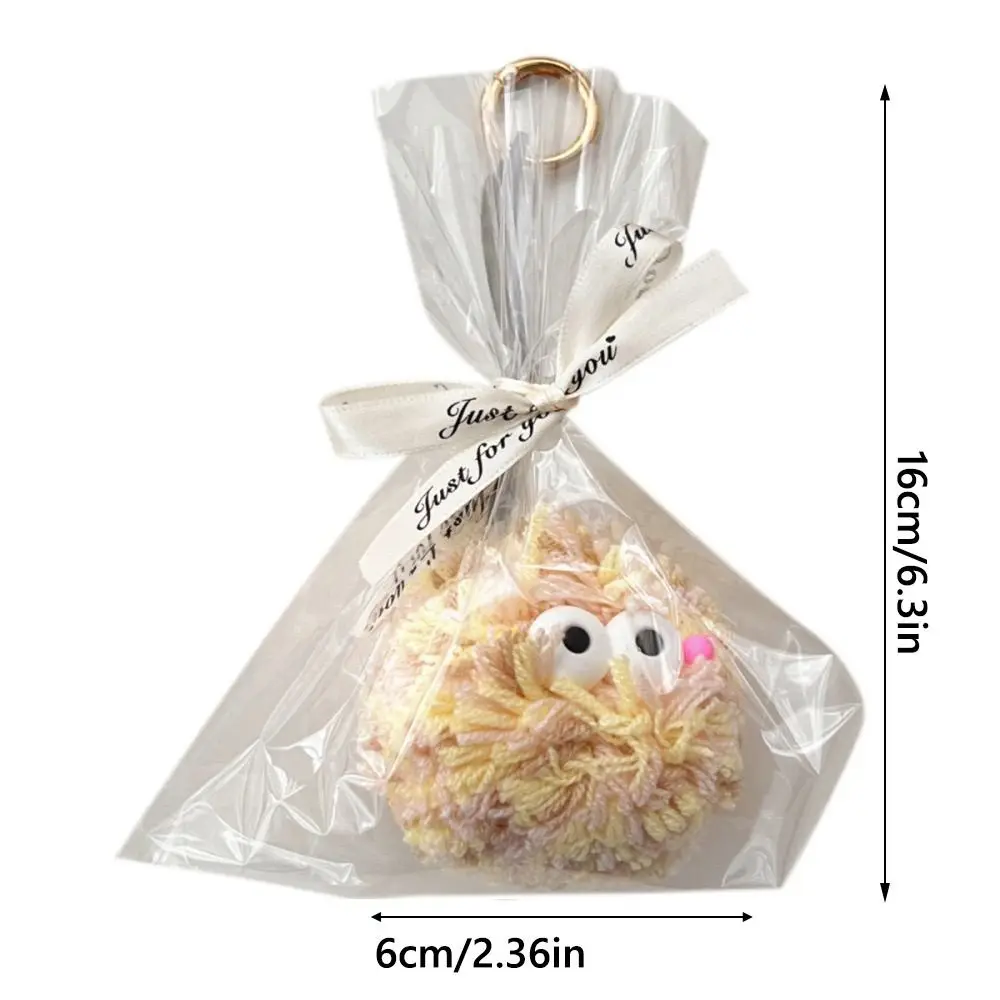 Cute Small Eyes Plush Ball Keychain Colourful Creative Cartoon Hangings Ornament Fur Ball Bag Keyring Gift