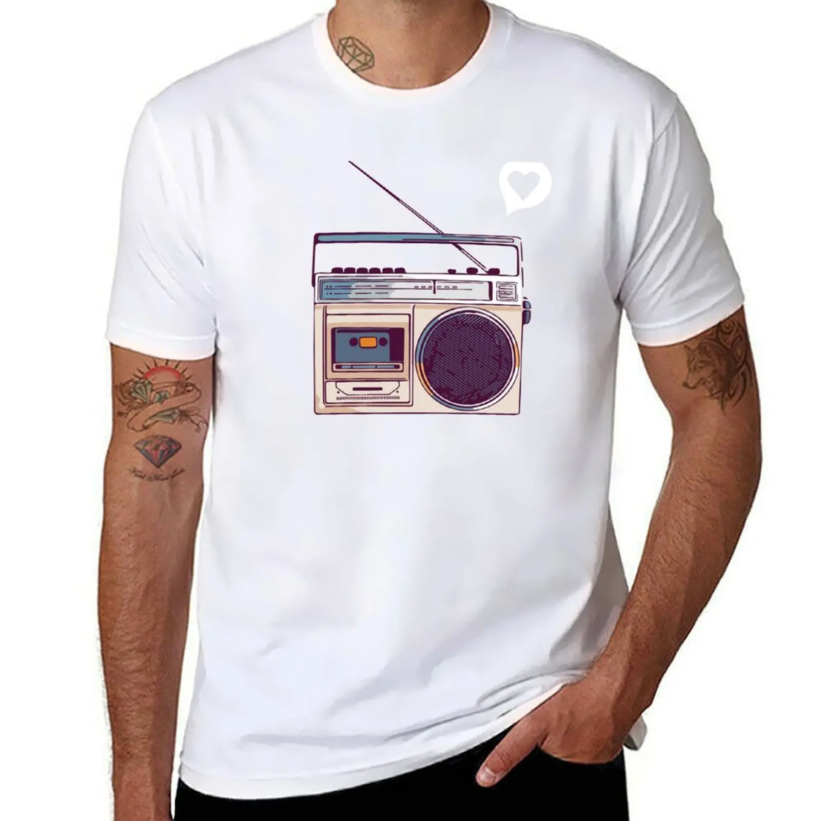 

Retro Radio Boombox T-Shirt t shirts for man graphic funny t shirt custom print T-Shirt