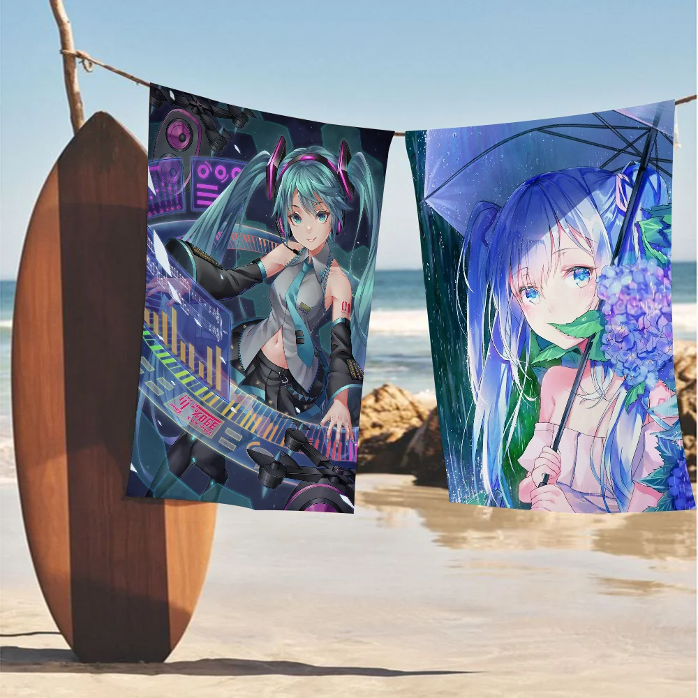 

H-Hatsunes M-Miku Beach Towels Shower Towel Sauna Travel Spa Microfiber Quick Dry Gym Accessories Cute Room Decor