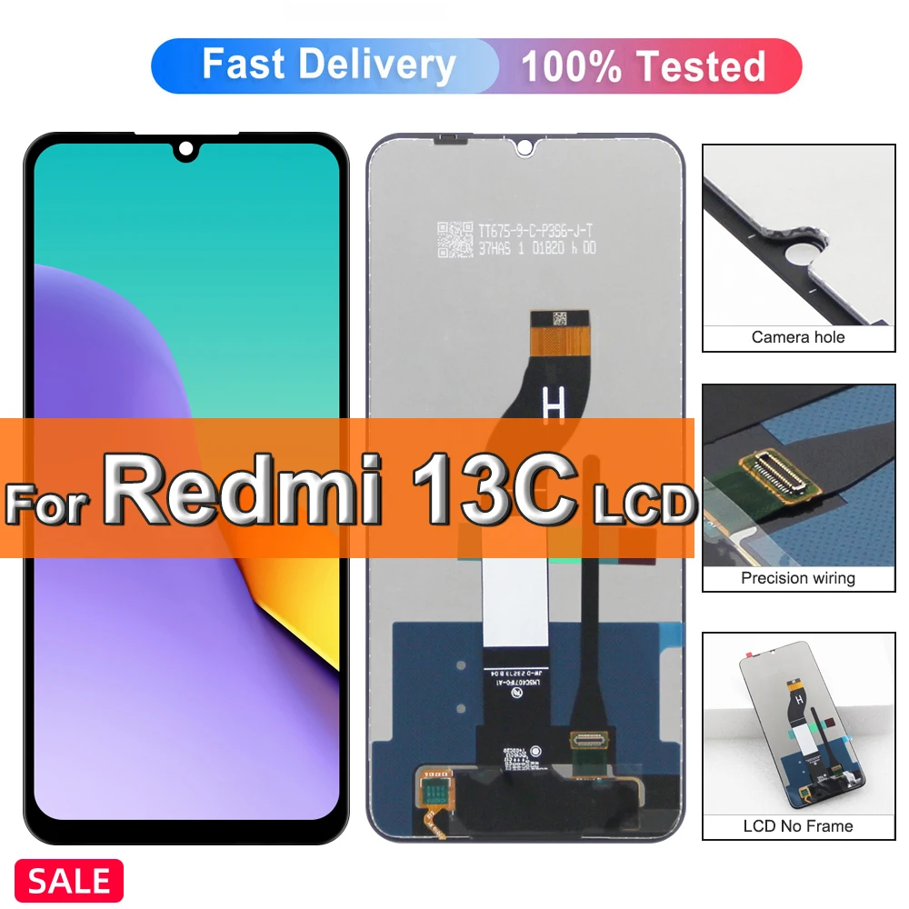 

ЖК-дисплей 6,74 дюйма для Xiaomi Redmi 13C 23100RN82L, дигитайзер сенсорного экрана в сборе для Redmi 13C, сменный экран с рамкой