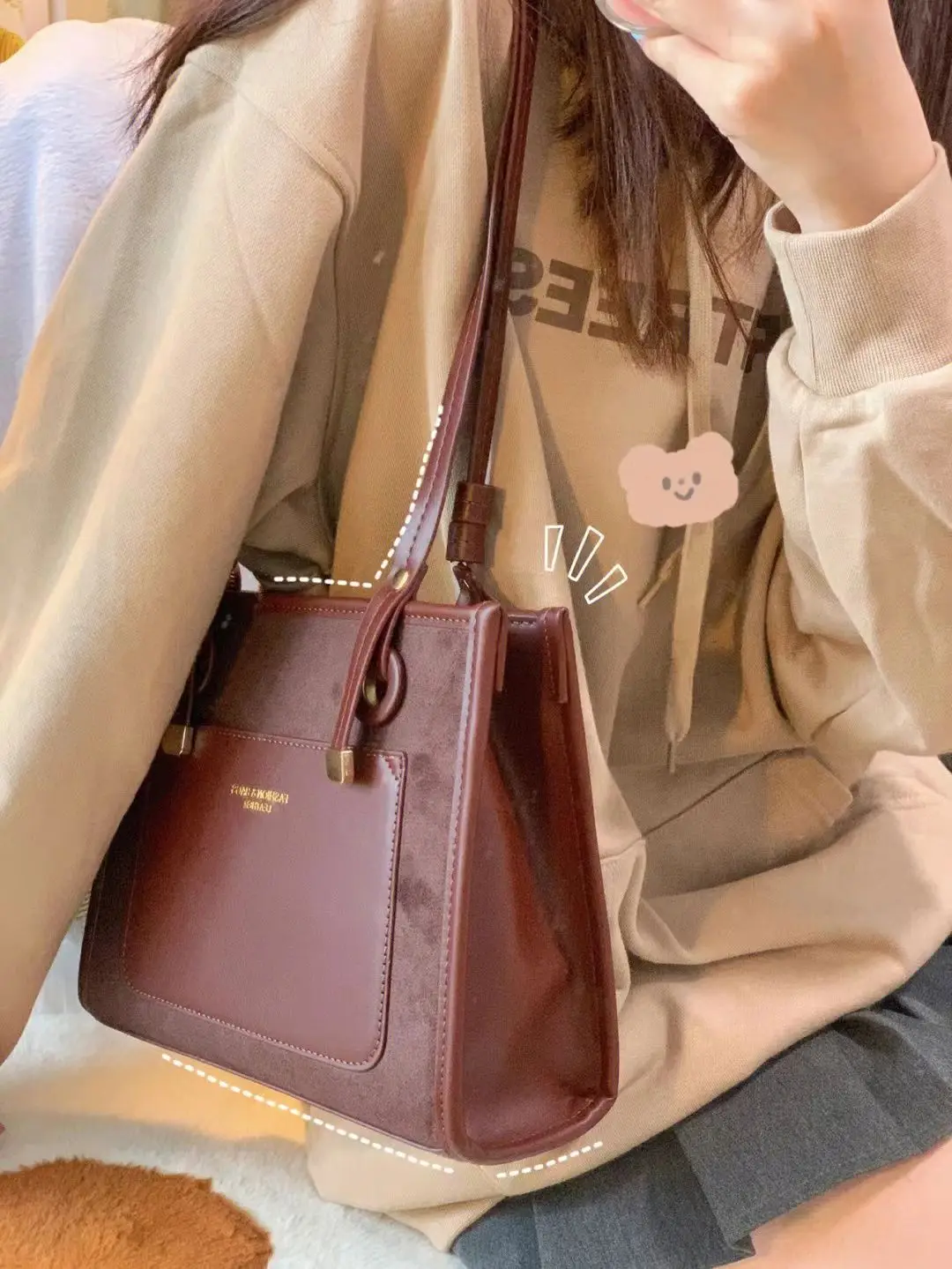 JIAERDI Vintage Square Messenger Bag Women Leather Casual Large Capacity Y2k Handbag Ladies Harajuku Brown Shoulder Tote Bags