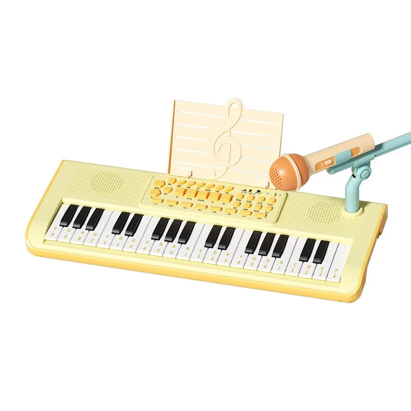 37-Key Portable Electronic Piano Toy with Microphone Children's Music Instrument Toy for Beginners Metal Toy for Girls