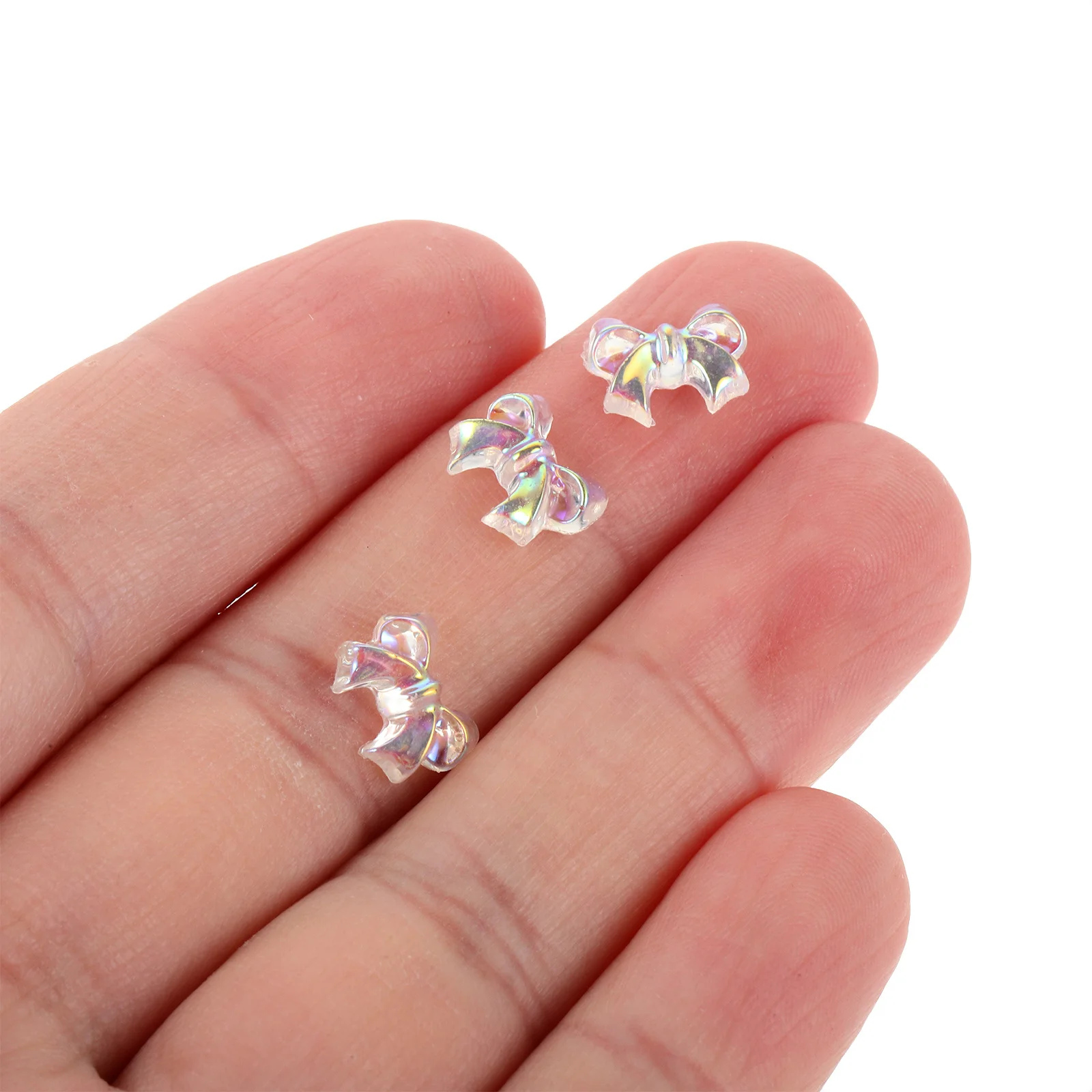 

200Pcs Nail Charms Iridescent Bow Resin 3D Nail Art Decoration DIY Halloween Christmas Wedding Manicure Accessories