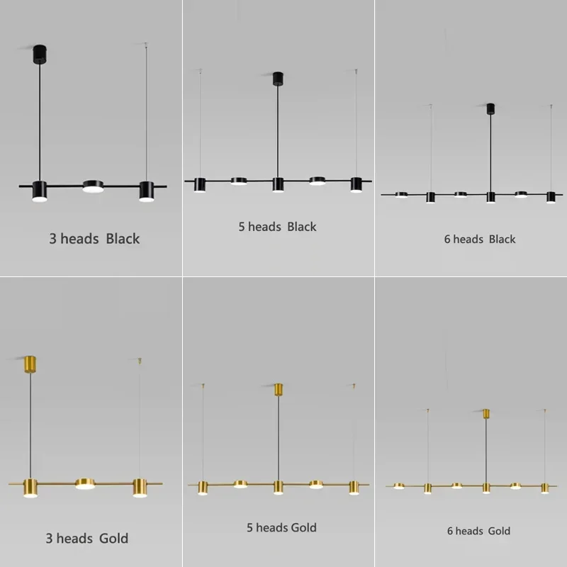 Modern LED Pendant Light Remote Dimming Indoor Lighting Art Ceiling Pendant Light Gold Long Strip Kitchen Restaurant Decoration