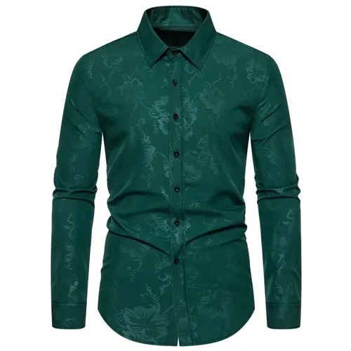 Imagen 2 del producto Bolubao, camisa para hombre, marca de moda, recién llegado, ropa informal estampada de manga larga, camisa elástica informal para hombre