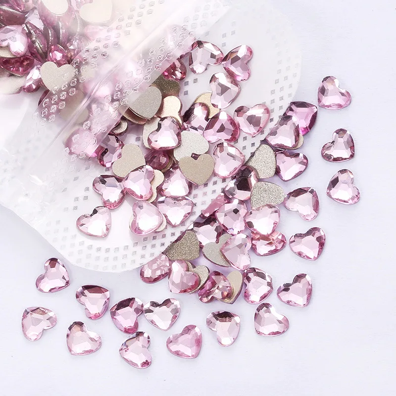 50szt Flatback Heart Rhinestones w różnych kolorach do zdobienia paznokci Płaskie dno do zdobienia paznokci