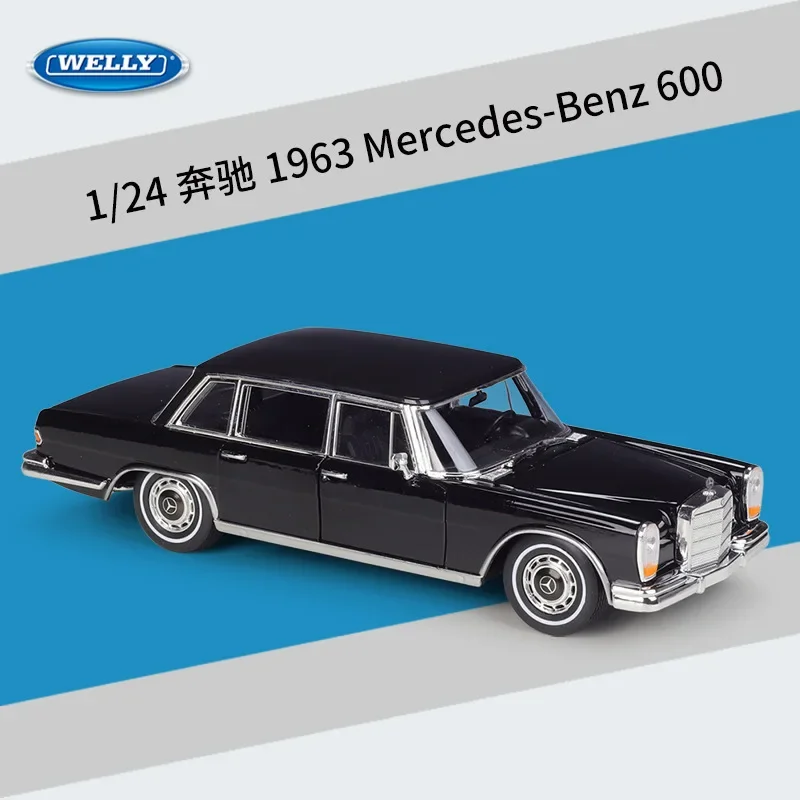 

Модель автомобиля Welly 1:24 Mercedes Benz 1963 Mercedes Benz 600, готовая модель автомобиля из сплава, игрушка, подарок, аксессуары