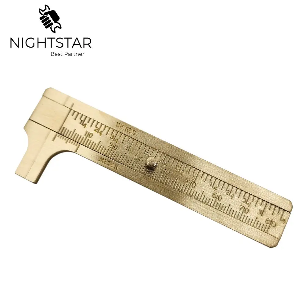 80mm Precision measuring instrument Millimeter Inches Double Scale Vernier Caliper Ruler Brass copper ruler