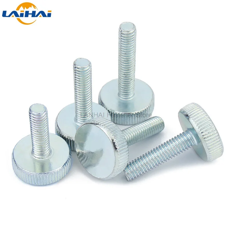 1/2/5pcs M3 M4 M5 M6 M8 M10 DIN653 GB835 Knurl Flat Head Hand Tighten Thumb Screw Curtain Wall Glass Thumbscrew Adjust Toolless