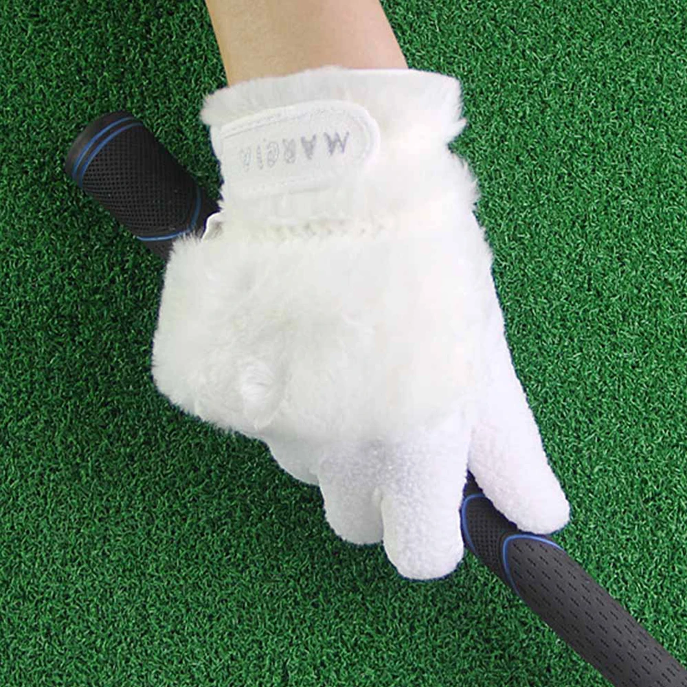 SPOSAFE 1Pair Women Winter Golf Gloves Anti-slip Artificial Rabbit Fur Warmth Fit for Left and Right Hand