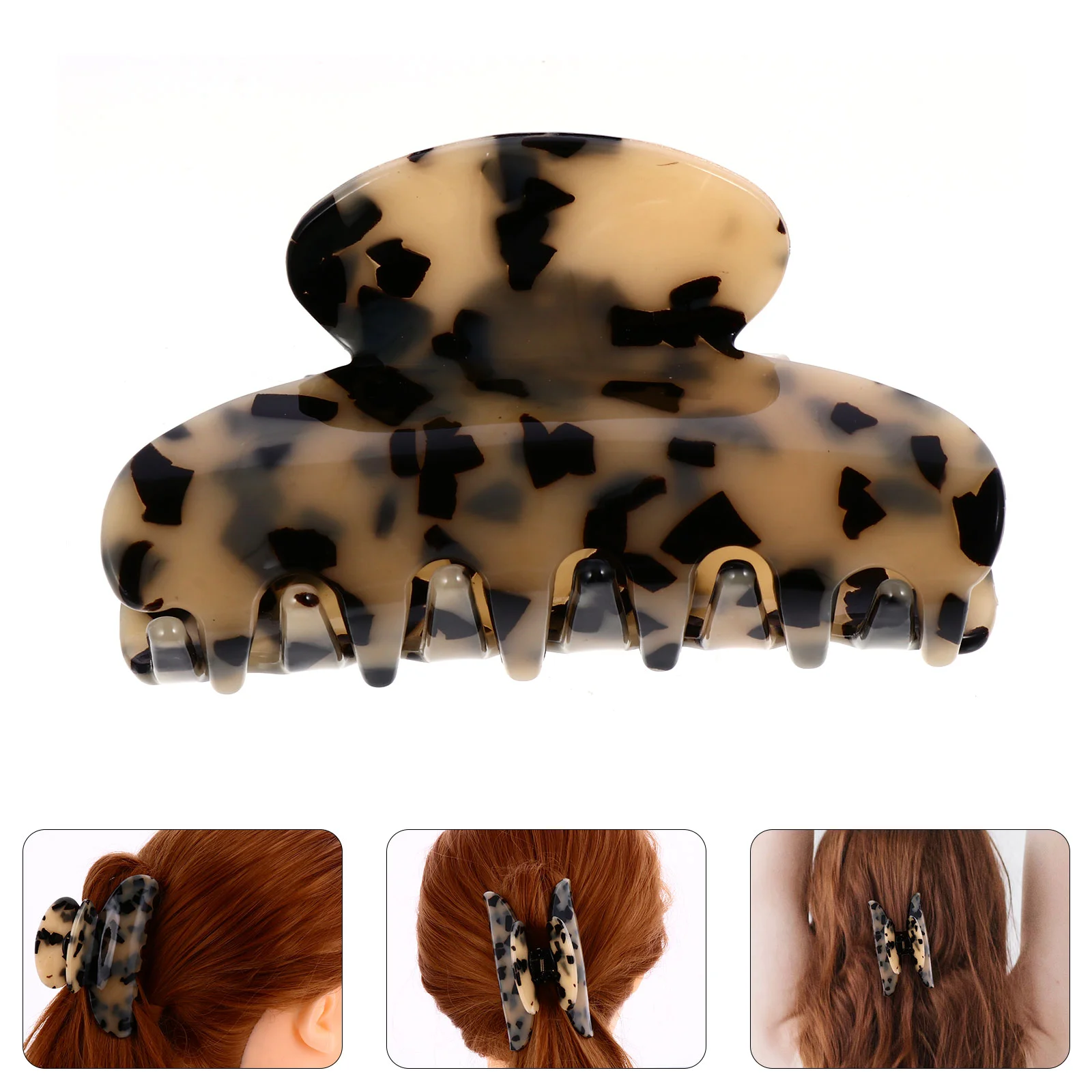 Acetate Barrette Toothed Hair Clamp Headgear Retro Female Headdress Beige Lady Claw Clip Girls