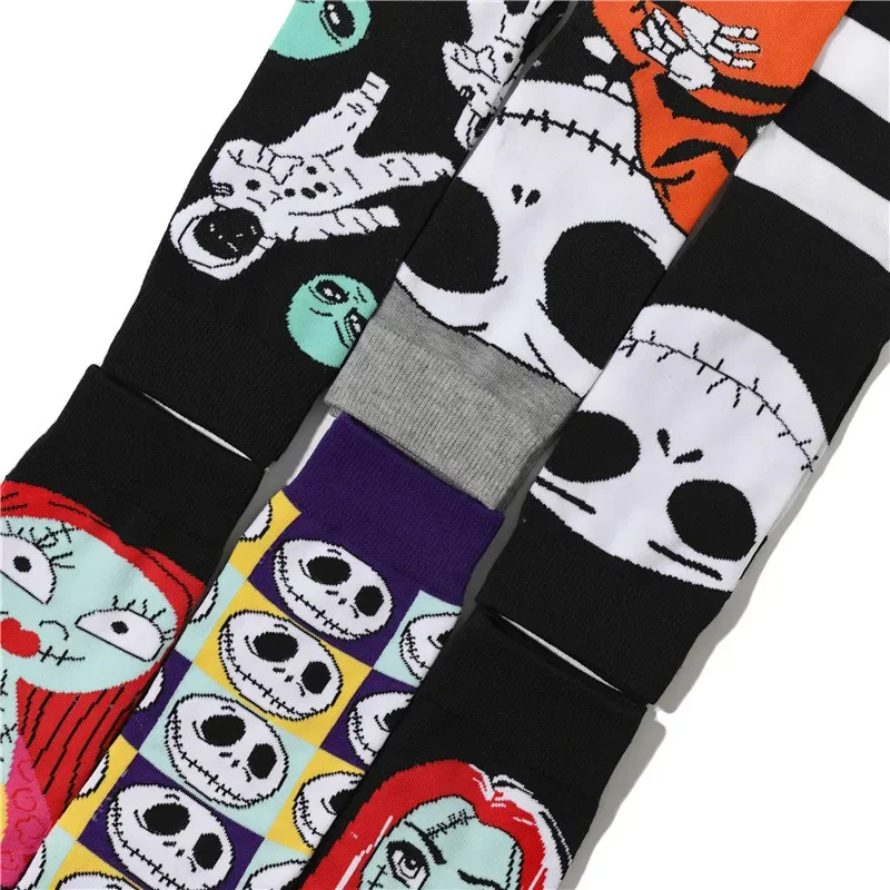 Disney Nightmare Before Christmas Cotton Sock Jack Sally Cartoon Anime Figure Ins Stocking Men Women Adult Winter Warmth Neutral