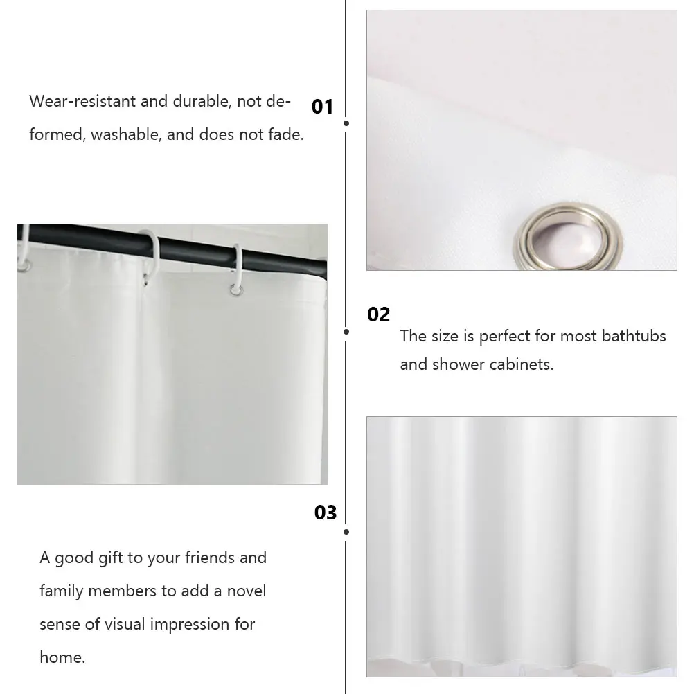 

Waterproof Shower Decorative Curtain Polyester White Hotel Bathtub Bathroom Partition Curtains for Home Decor