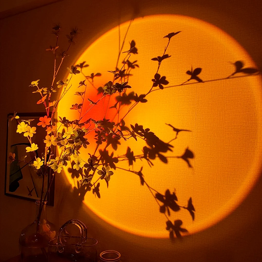 New Remote Control Sunset Projection Lamp 16 Color Room Neon Light 360° Rotating Tripod  Shooting Background Atmosphere Lights