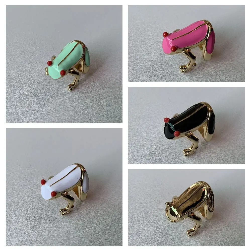 Anillo de aceite de goteo de rana, accesorios de joyería geométrica, anillo de pintura, diseño minoritario, anillo esmaltado de aleación, regalo