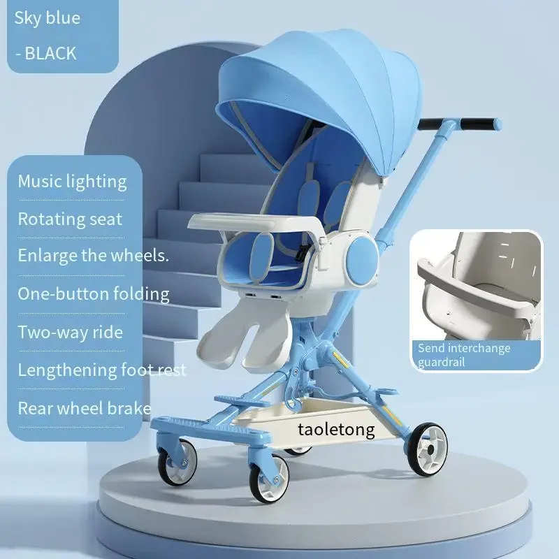 Passeggino ultraleggero passeggino da viaggio pieghevole ad alto paesaggio neonato seggiolino girevole a due vie passeggino regolabile