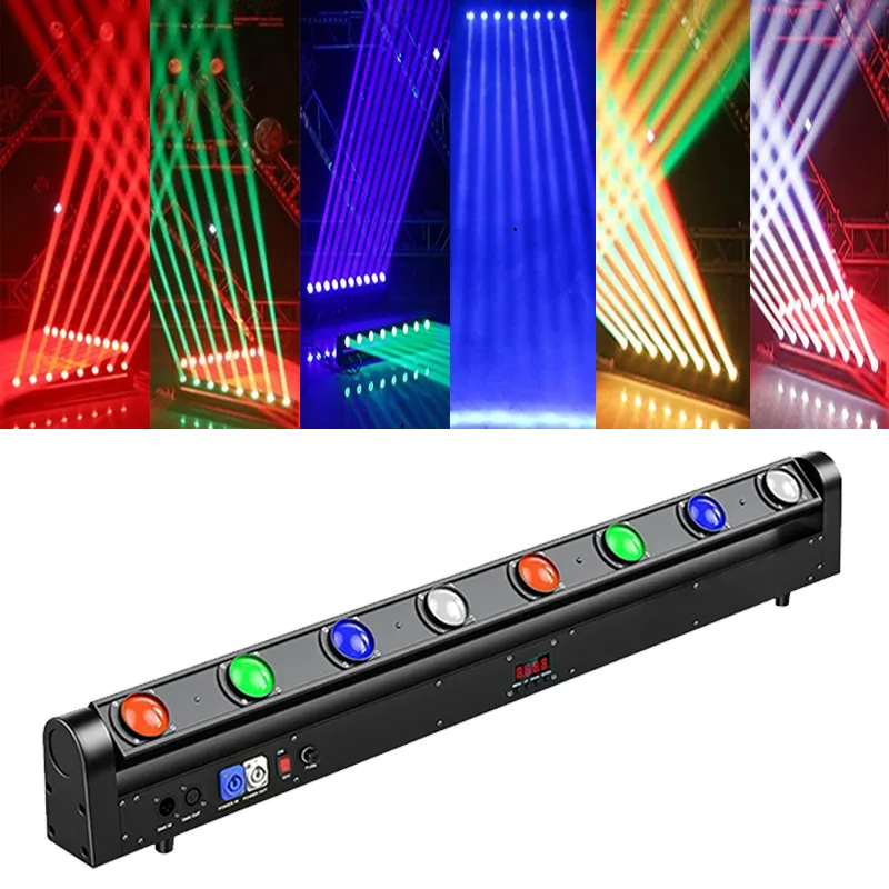 

New LED RGBW 8 Eyes Scanning Beam Moving Head Light 4IN1 DMX Stage lighting Matrix Lamp For DJ Disco Party Wedding Nightclub Bar