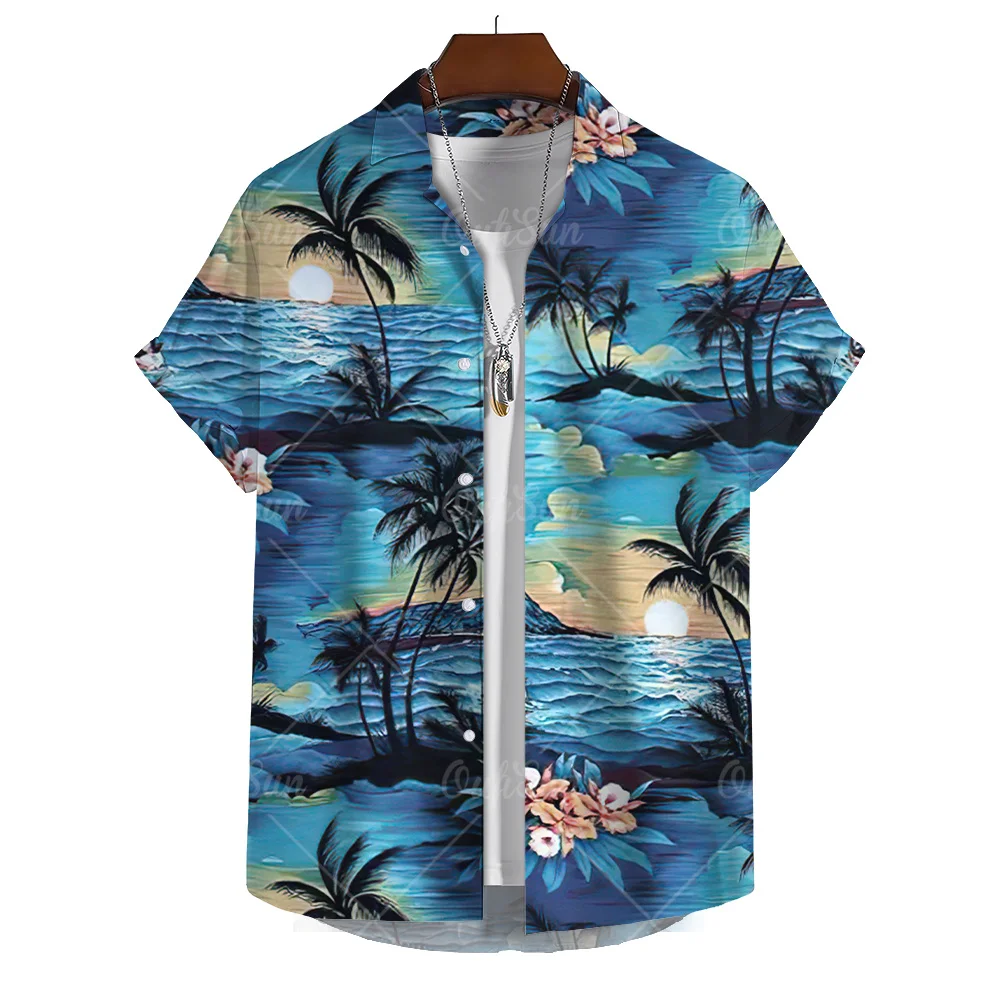 Men's 3d Coconut Tree Men'S Shirt Beach Party Short Sleeve Hawaiian Shirt Daily Casual Top Fashion Luxury Clothing Oversized New