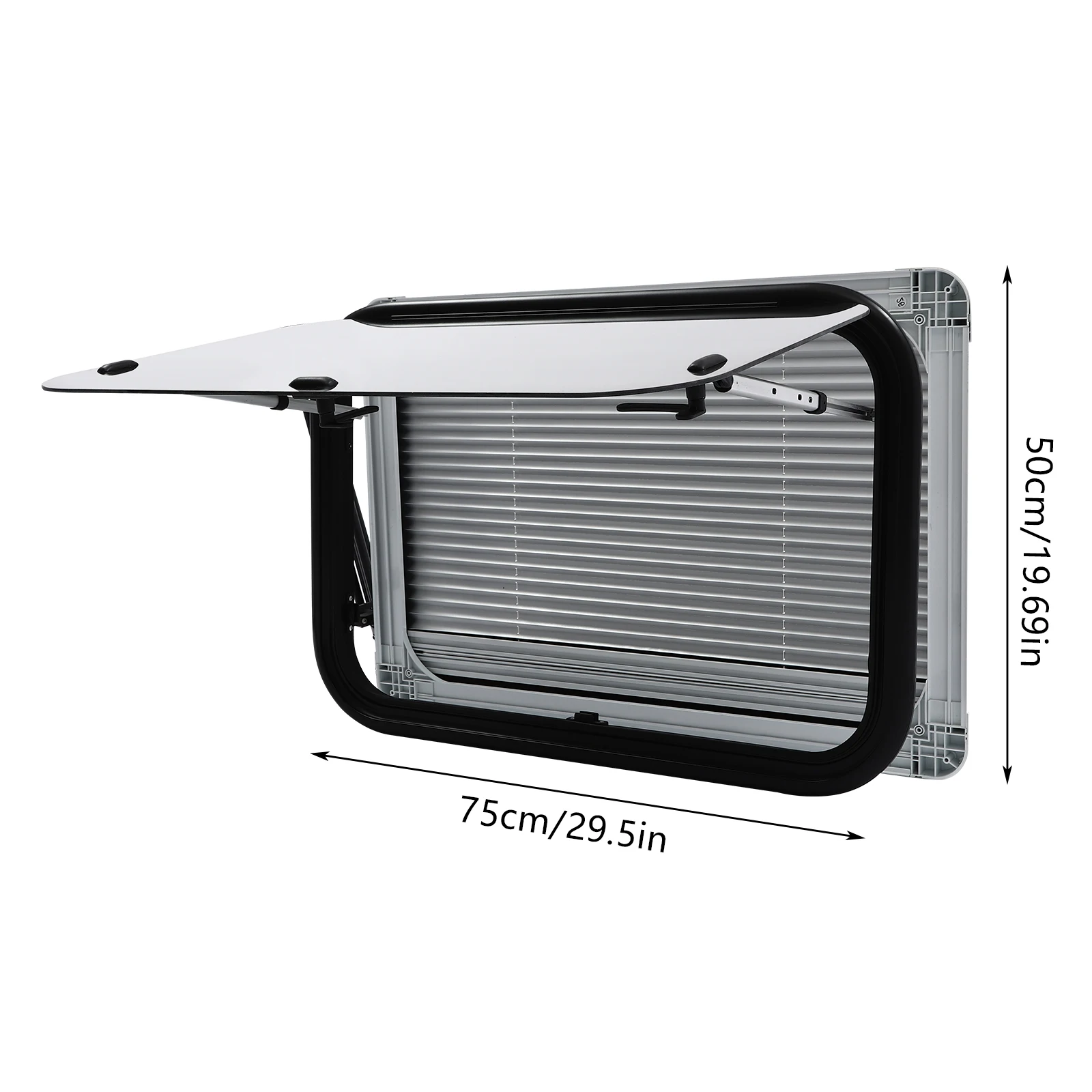 RV Window, Camper Push Out Window, Rounded Corner Caravan Window, 75x50cm with Built-in Screen and Sunshade, Privacy Protection, Lockable Handle, Great Ventilation, Waterproof Durable for Motorhome Van Trailer, Easy Install Replacement Part