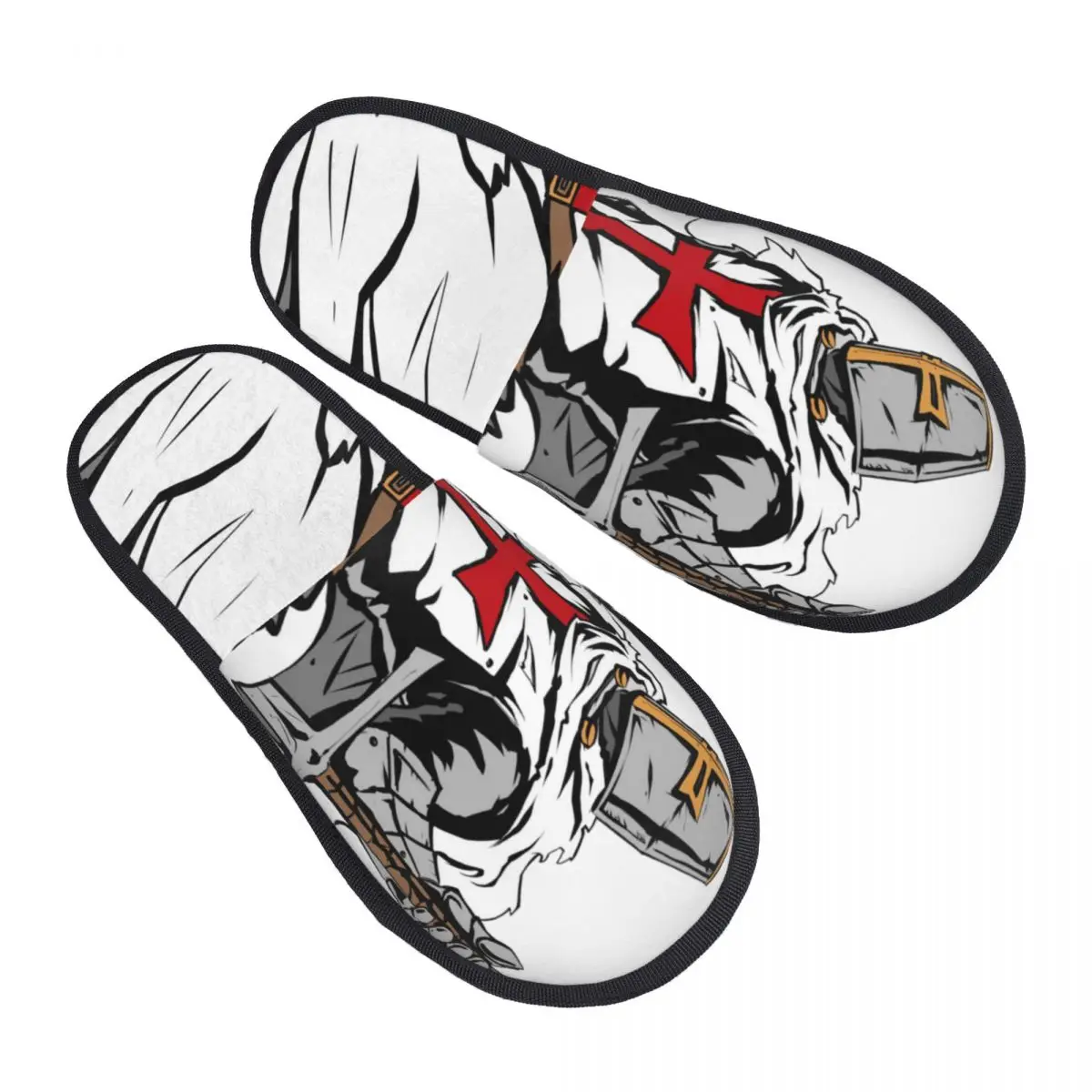 Custom Knight Templar Sword Crusader Memory Foam Slippers Women Comfy Warm House Slippers