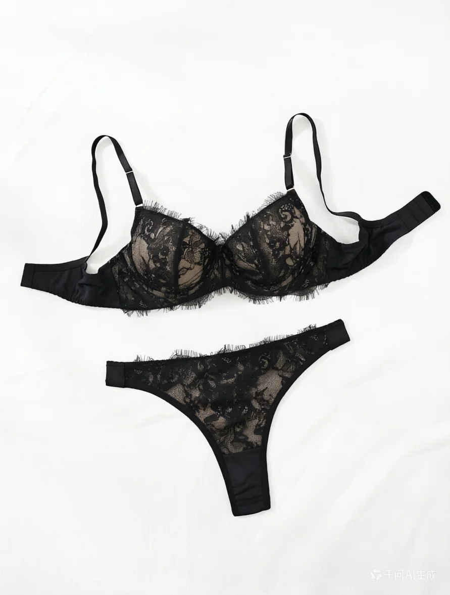 

Ladies Thin Lace Bra Panty Set Basic Style Seamless Single Layer Eyelet Underwear Comfortable Intimate Apparel Women's Lingerie