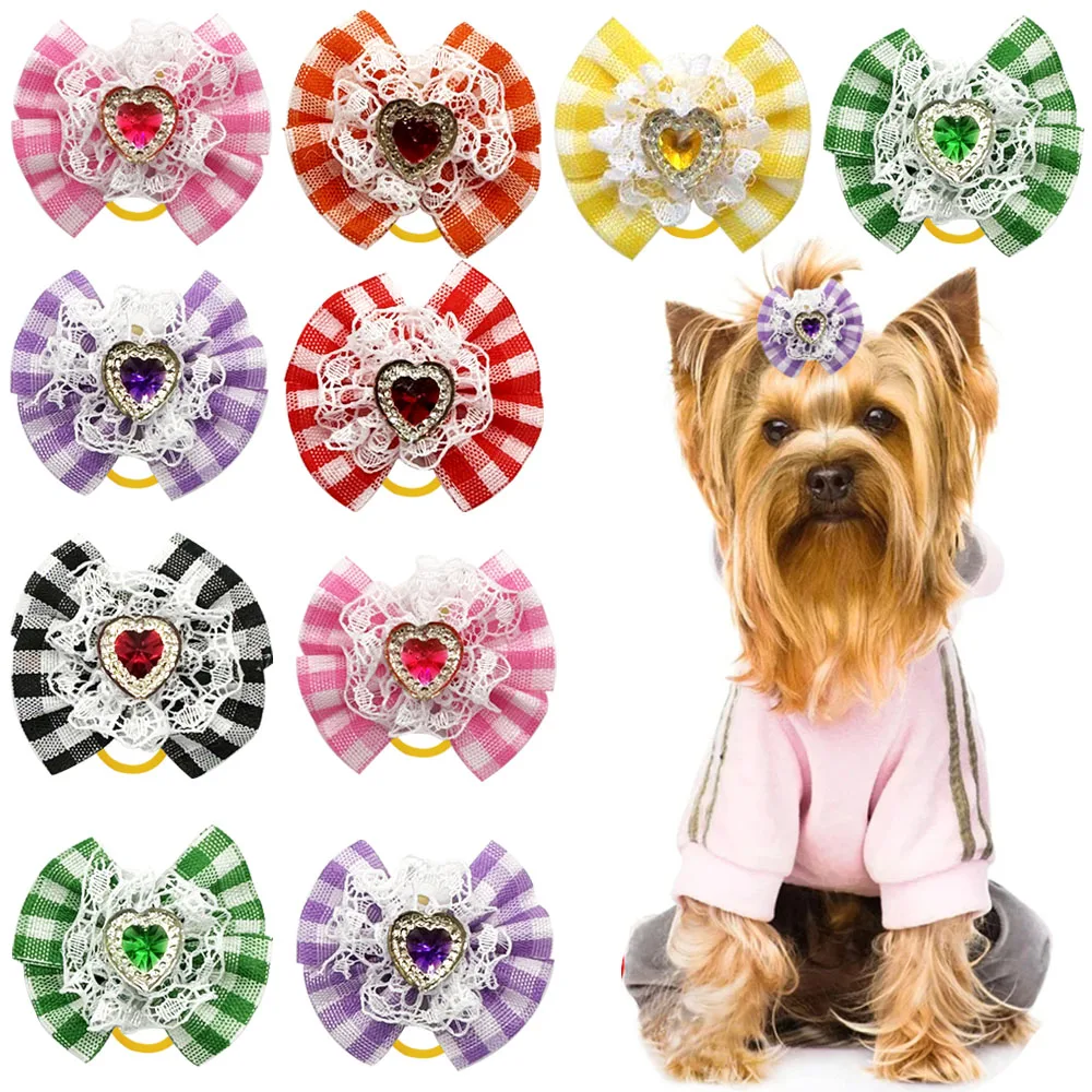 50/100pcs Valentine's Day Pet Dog Hair Accessories Bows Cat Bows Decorate for Small Dog Headwear Rubber Bands Pet Accessories