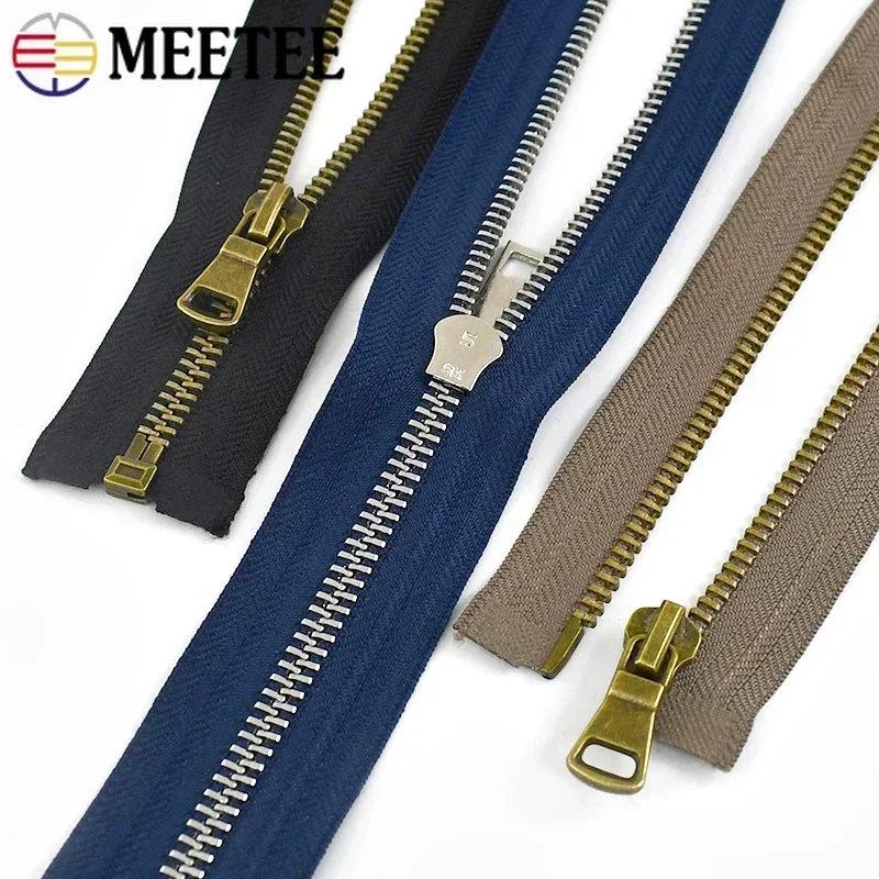 1/2Pcs 5# Meetee Metal Zipper 40-80cm Single Slider Open-End Zip for Sewing Jacket Clothes Decoration Cabbage Zippers Repair Kis