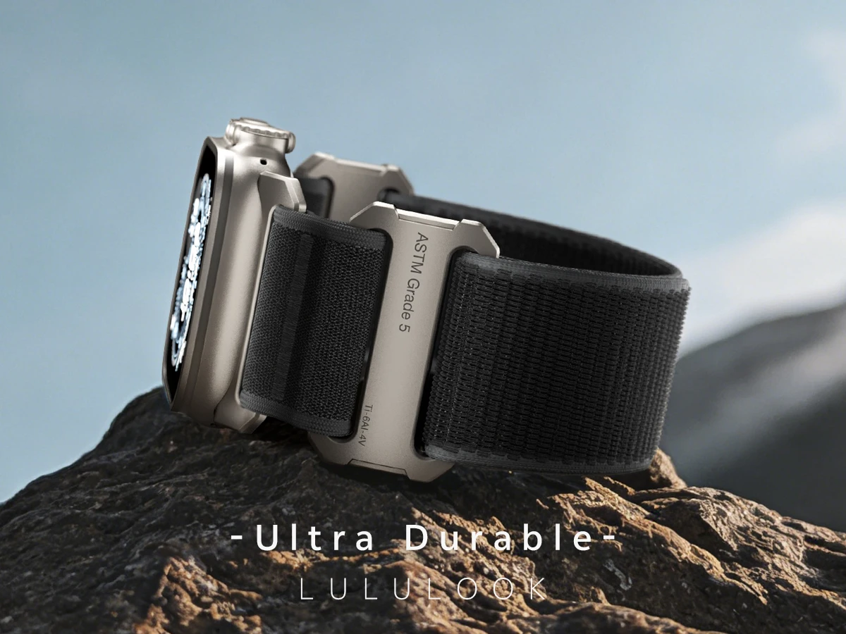 LULULOOK Titan-Nylon-Armband der Klasse 5 für Apple Watch Ultra 49 46 45 44mm, Titan-Armband für iWatch Ultra 3 S11 10 SE 9 8 7 6 5 4 – Detail 1