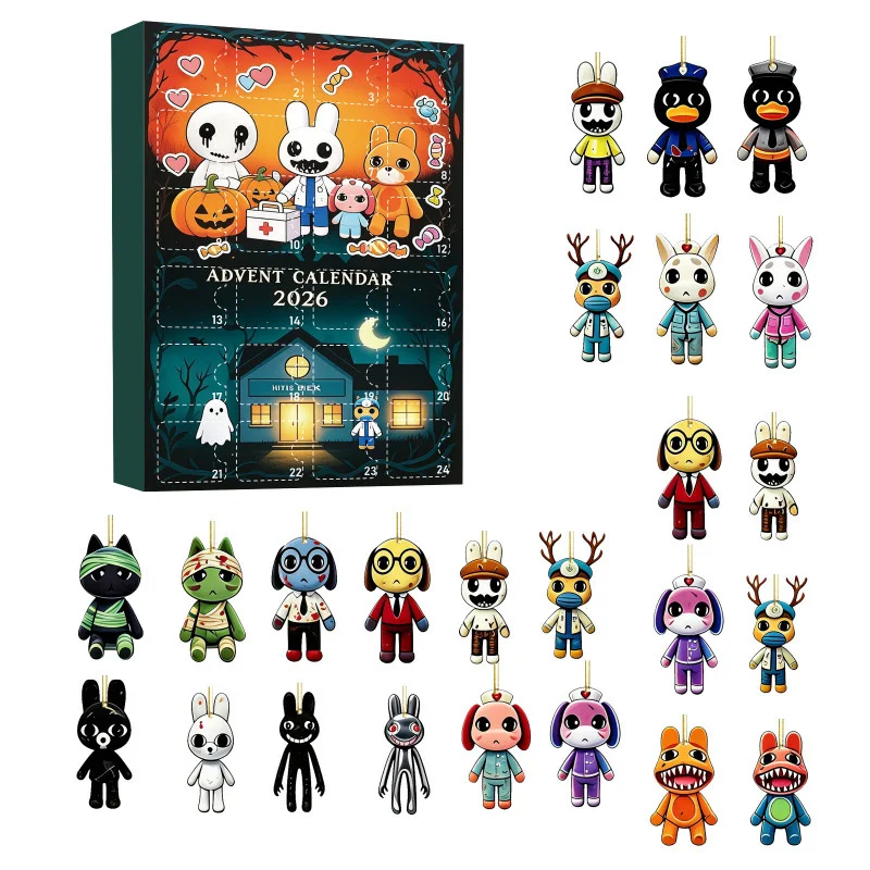 Advent Calendar 2026 24 Days Countdown Blind Box Horror Doll Toy Acrylic Pendant Christmas Surprise Gifts For Kids Boys Girls - view 6