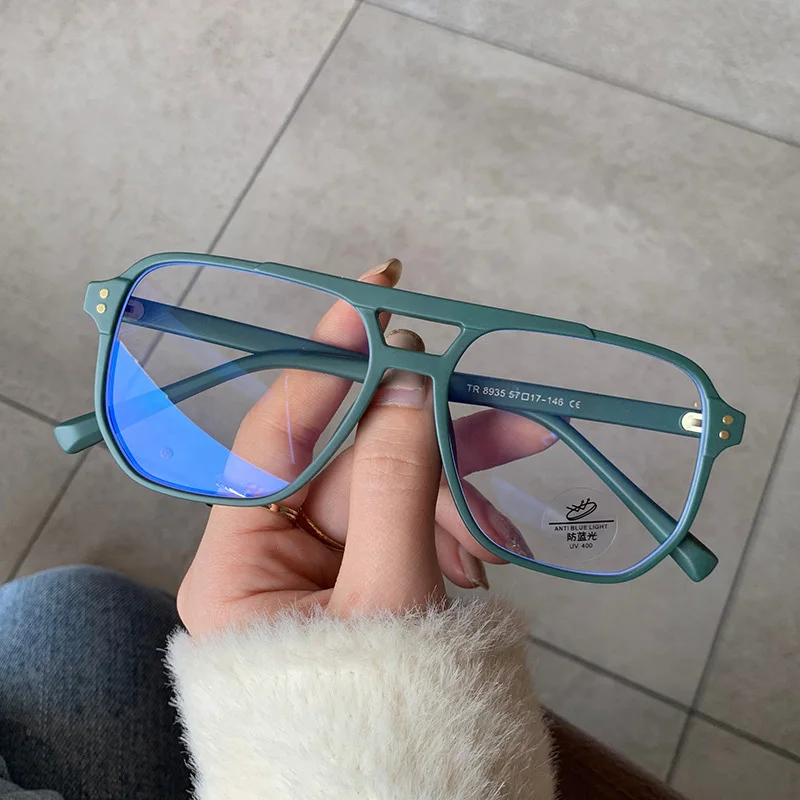 

Fashion Square Double Bridges Women Glasses Optical Frame Clear Anti-Blu-Ray Eyewear Retro Men Optical Frame Computer Goggles