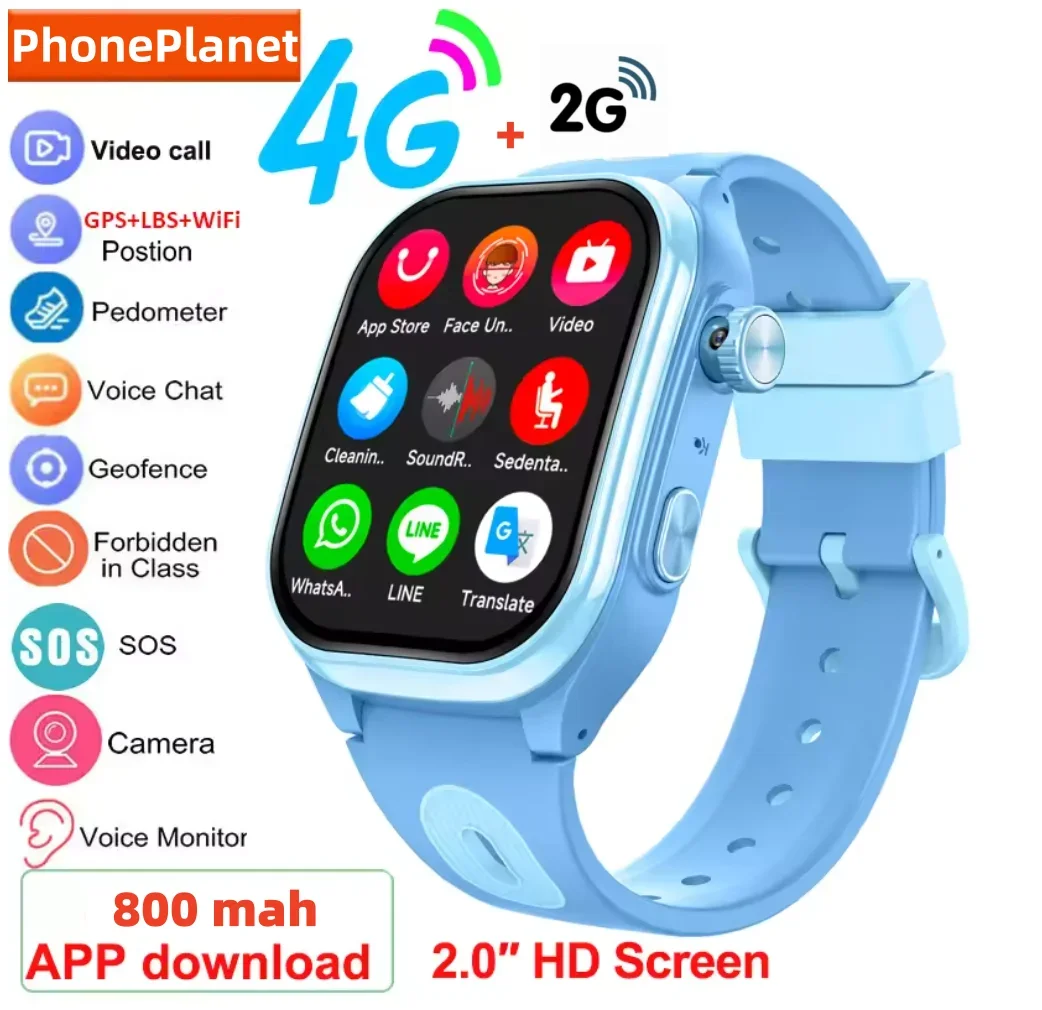 

2G+4G Kids Smart Watch Vacuum Technology With GPS Tracke,SOS,Two-Way Video,108° Rotating HD Camera,Deep waterproof Child Watch